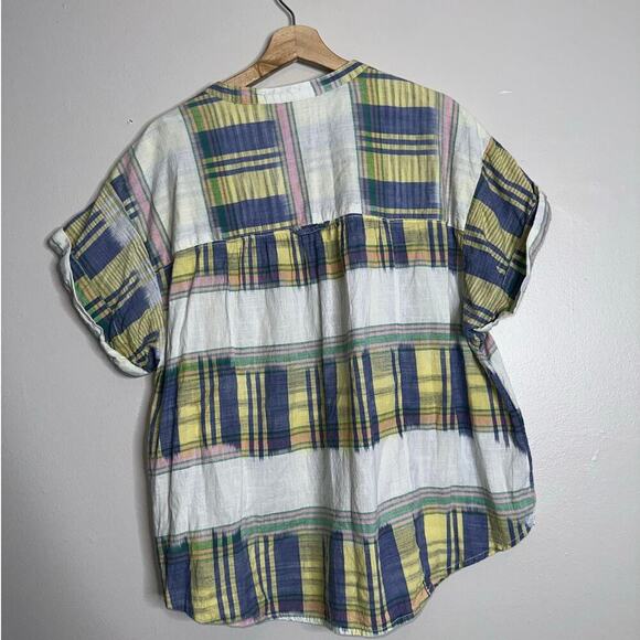 Pilcro Anthropologie Checked Short Sleeve Shirt 100% Cotton Multicolor Size 2X - Picture 8 of 8
